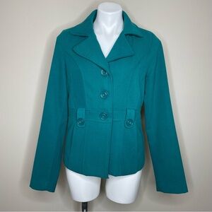 Charlotte Russe Teal Wide Collar Ribbed “Corduroy” Fitted Blazer